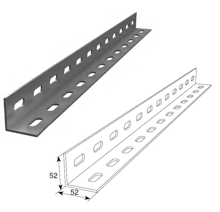 Installation profile perforated 50 mm x 50 mm x 2 mm